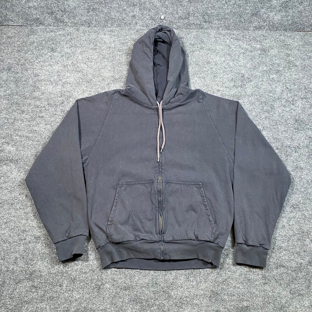 Yeezy Gap Poetic Black Zip Up Hoodie Mens Medium Boxy Faded Wash SP23 Cotton