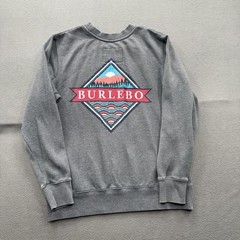 Burlebo Sweatshirt Mens Medium Gray Fleece Crewneck Pullover Outdoor Logo