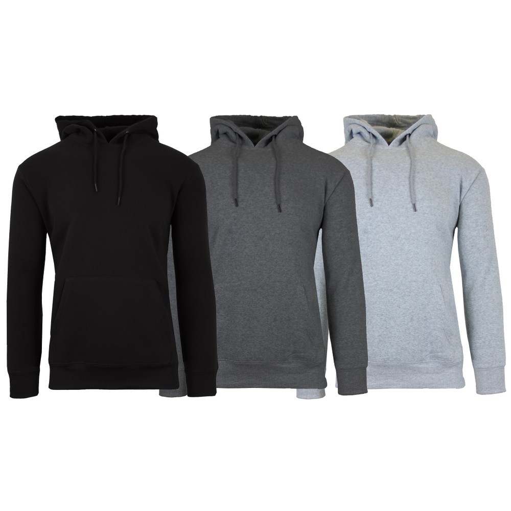 3-Pack Men’s Heavyweight Fleece Lined Pullover Hoodie Sweatshirt (Sizes S-XXL)