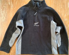 All Blacks New Zealand Rugby Fleece Black Quarter Zip Pullover Teens Very Soft