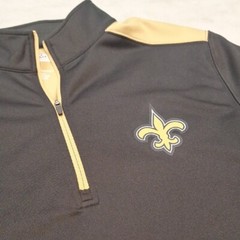 NFL Team Apparel Saints Black Gold Quarter Zip Football New Orleans Mens Med