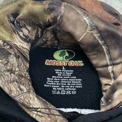 Mossy Oak Hoodie Mens Large Black Camo American Flag Fleece Pullover Sweatshirt