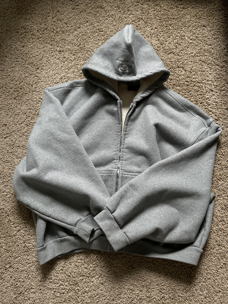 BALENCIAGA Unity Sports Icon BOXY Zip-Up Hoodie Large GREY