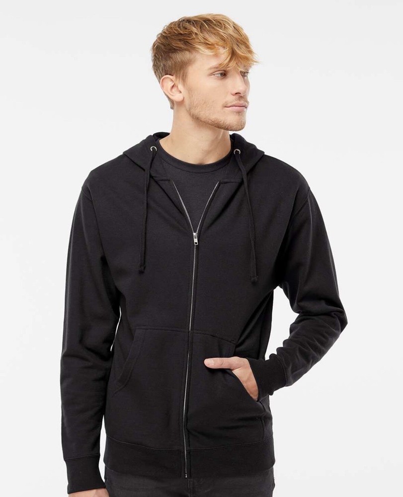Independent Trading Co Midweight Hooded Full Zip Sweatshirt SS4500ZP New Black L