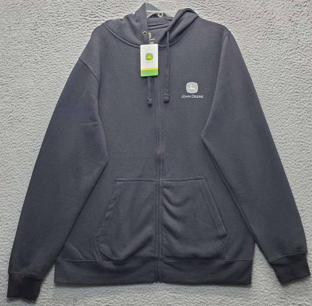 John Deere Full Zip Hoodie Men XL Multi Fleece Lined Run Your World Graphic Back