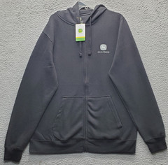 John Deere Full Zip Hoodie Men XL Multi Fleece Lined Run Your World Graphic Back