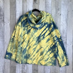 NWT Sandro Tie Dye Cotton Hoodie Mens Size XL Blue Yellow Luxury Designer $265