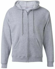 Hanes Full Zip Front Hoodie Sweatshirt Mens Size XL Gray-Black Solid Long Sleeve