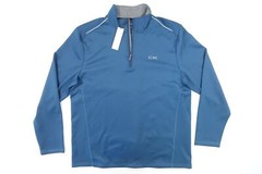CALVIN KLEIN CK BLUE XL REGULAR FIT ATHLETIC STRETCH HALF ZIP MOCK NECK SWEATER