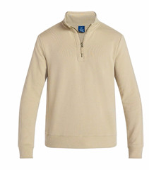 George Men’s 1/4 Zip Mock Neck Knit Cotton Sweatshirt Beige 2XL