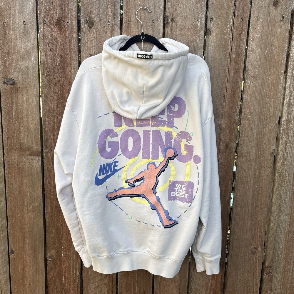 Nike Air Jordan DJ Khaled Keep On Going Hoodie Sweatshirt Cream XXL Streetwear