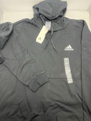 NEW Adidas 2XL Mens Black Pullover Feel Cozy Fleece Hoodie Sweatshirt GV5294