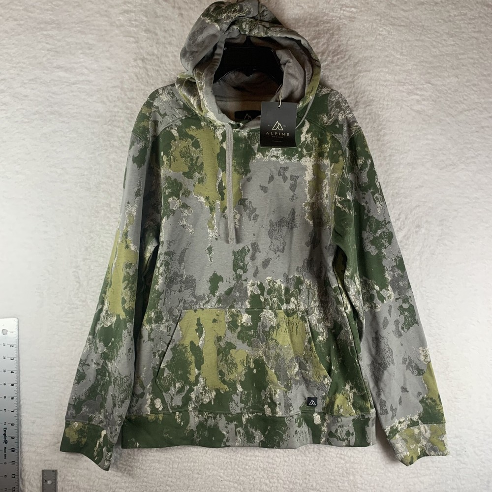 Alpine Design Hoodie Men’s Small Green Cotton Camo Long Sleeve Pullover 7240