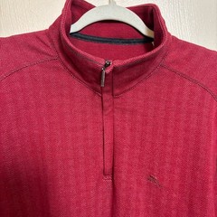 Tommy Bahama Mens Quarter Zip Pullover Sweatshirt Deep Red Pattern Size Large