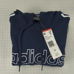 Adidas Mens Essentials 3-Stripes Pullover Hoodie Legend Ink White FM5749 Size M