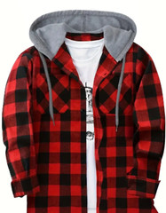 Hoodie Blue-Red-Purple-Green Dark Gray Shirt Flannel Look L-XL-2XL-3XL Free Ship