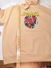 NWT Marvel Spiderman Comic Page Graphic Print Tan Hoodie Size Large New