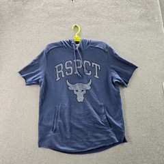 Under Armour x Project Rock Men Hoodie LARGE Blue Bull RSPCT Logo Short Sleeve