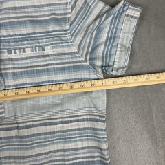 Bar III Hooded Shirt Men Medium Blue Striped Henley Pullover Short Sleeve Casual