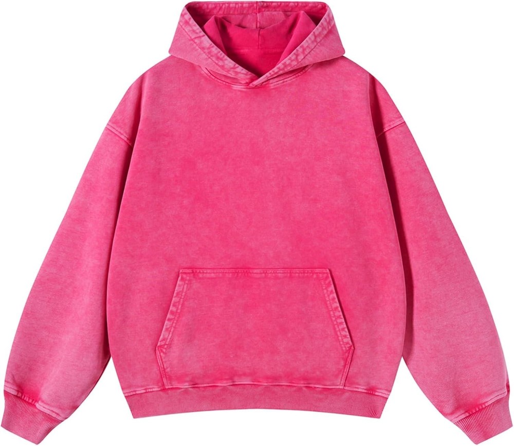 Mens Vintage Acid Wash Hoodie Oversized Pullover Streetwear Sweatshirt