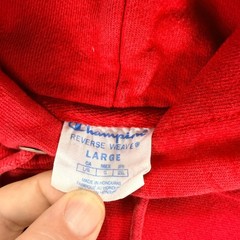 Champion Reverse Weave Red Hoodie Mens Large Embroidered Logo Athletic Fit