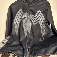 Unbranded Venom Hoodie Black Small Unisex Full Zip Spider Logo Chest Back