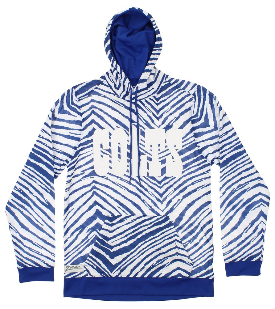 Zubaz NFL Football Men’s Indianapolis Colts Zebra Print Touchdown Hoodie