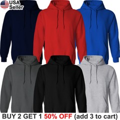 Hooded Plain Sweatshirt Sweater Shirt Blank Solid Pullover Cotton Fleece Hoodie