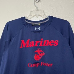Under Armour Sweatshirt Mens XL Blue USMC Marines Camp Foster Okinawa Japan