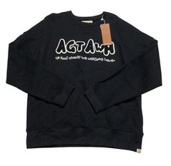 Agtawh Mens Regular fit Long Sleeve Crewneck Sweatshirt Medium Black Solid