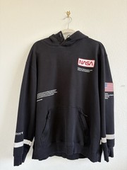 H&M Men’s NASA Reflective Hoodie Black with Rubber Patches, Size L