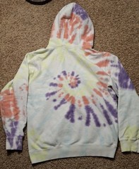 The Goat USA Adult Medium White Tie Dye Hoodie Long Sleeve Cotton Polyester M