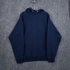 VINTAGE Eagle USA Hoodie Sweatshirt Mens XL Blue Pullover Blank Plain USA