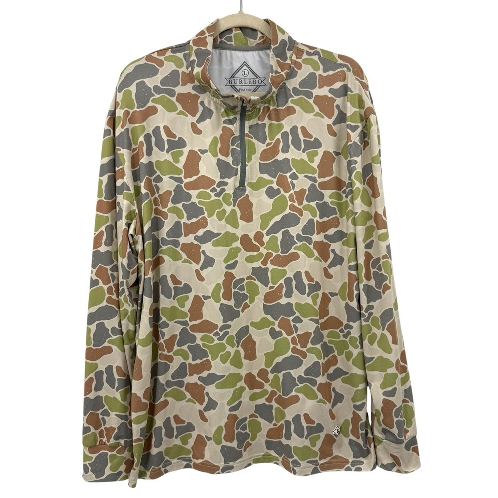 Burlebo Camo Performance Quarter Zip Pullover Hunting Shirt Men’s Large Golf
