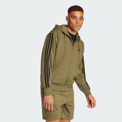 adidas Essentials 3-Stripes Fleece Hoodie Green