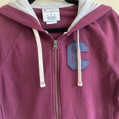 Champion Women’s Maroon Red Plum Full-Zip Hoodie Sweatshirt Jacket C Patch Sz S