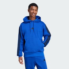 adidas Essentials 3-Stripes Fleece Hoodie Blue