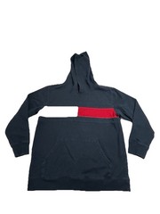Tommy Hilfiger Hoodie Mens MD Navy Blue Red White Colorblock Pullover Sweatshirt
