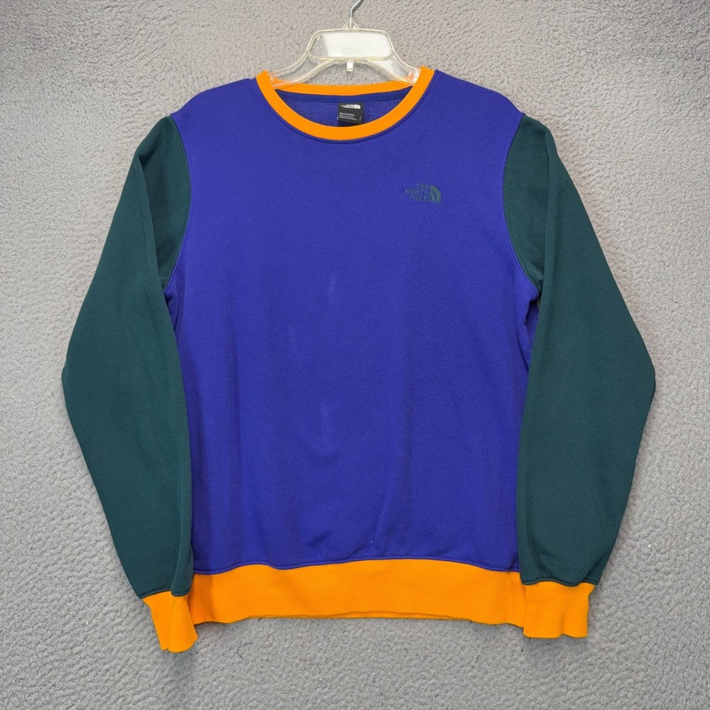 North Face Sweatshirt Mens Small Purple Green Yellow Colorblock Hiking Casual