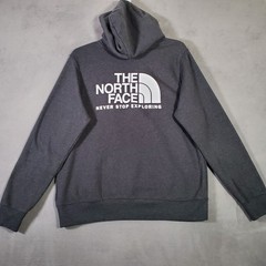 The North Face Hoodie Mens L Charcoal Gray Double Sided Logo Outdoor Hiking