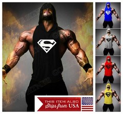 Hoodie Superman Tank Stringer Golds Men Bodybuilding Gym Muscle FAST SHIPPING!!!