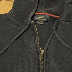Brooks Brothers 346 Mens Navy Blue Full Zip Hoodie Medium Red White Arm Stripes