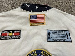 ESY Sweatshirt Men XL American Flag Full-Zip with 8 Sewn Vietnam Veteran Patches