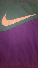 Nike Men’s Colorblock Crewneck Fleece Cotton Graphic Logo Green Purple M