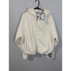 NWT Cernucci Oversized Borg Sherpa Zip Hoodie Off White Boxy Unisex Size S