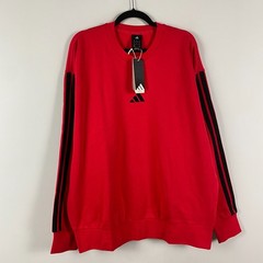 Adidas Essentials 3 Stripe Sweatshirt Size XL Red Crew Neck Pullover