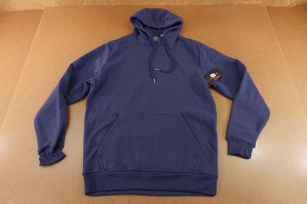 Rudolph Sportswear Mens Size Small Navy Blue Fleece Pocketed Pullover Hoodie NWT
