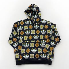 Adidas Originals Trefoil Hoodie JW1085 Black Multicolor Pixel Geo Men’s Large