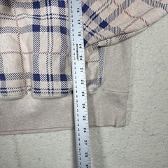 Champion Reverse Weave Hoodie Mens M Light Pink Blue Plaid Fleece Pullover Logo