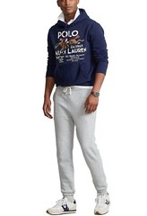 Polo Ralph Lauren Men VTG Equestrian Horse Riding Graphic Fleece Hoodie Navy